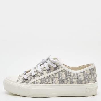 Dior GRey/White Canvas Walk'n'Dior  Low Top Sneakers Size 36
