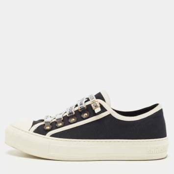 Dior Black/White Canvas Walk'n'Dior Low Top Sneakers Size 38