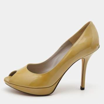 Pre Owned Dior Olive Green Patent Leather Miss Dior Pumps Size 37