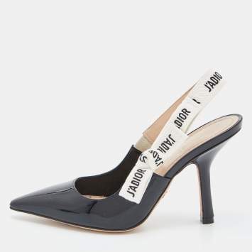 Pre Owned Dior Black Patent Leather J'adior Slingback Pumps Size 36