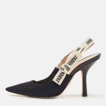 Pre Owned Dior Black Technical Fabric J'adior Slingback Pumps Size 36.5