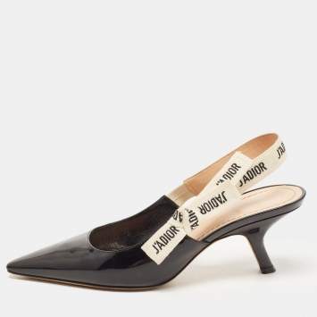 Pre Owned Dior Black Patent J'adior Slingback Pumps Size 39