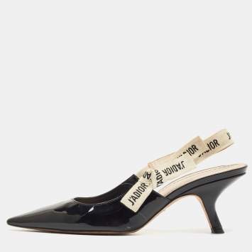 Pre Owned Dior Black Patent Jadior Slingback Pumps Size 40
