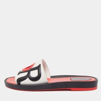 Pre Owned Dior Tricolor Leather Marina Slides Size 39