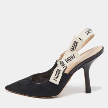Pre Owned Dior Black Mesh J'Adior Slingback Pumps Size 36