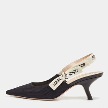 Pre Owned Dior Black Technical Fabric J'adior Slingback Pumps Size 38