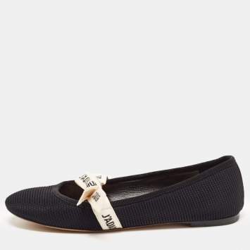 Pre Owned Dior Black Canvas Miss jadior Ballet Flats Size 38.5