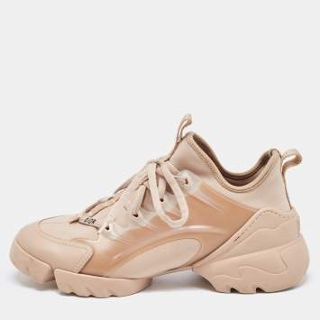 Pre Owned Dior Beige Neoprene and PVC  D-Connect Sneakers Size 38
