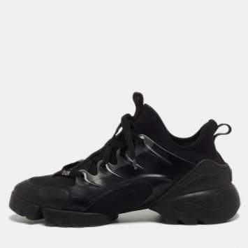 Pre Owned Dior Black Leather and Neoprene D-Connect Sneakers Size 39