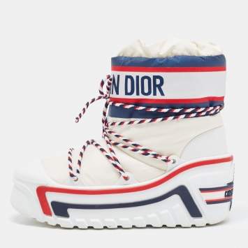 Pre Owned Dior Multicolor Nylon and Leather DiorAlps Ankle Boots Size 39-40