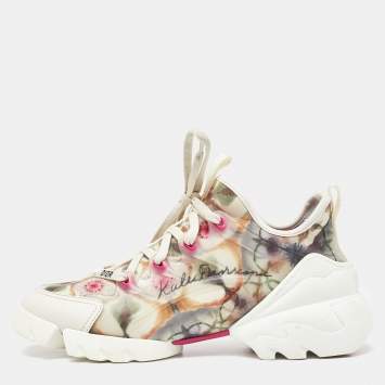 Pre Owned Dior Multicolor Printed Neoprene and Leather D-Connect Kaleidoscopic Sneakers Size 38