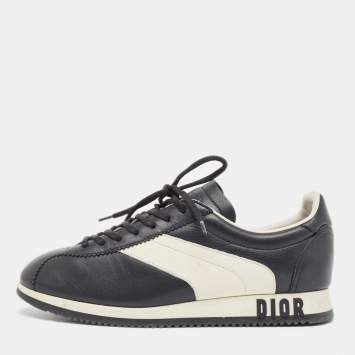 Pre Owned Dior Black/White Leather Diorun Sneakers Size 38