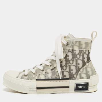 Pre Owned Dior Black/White Oblique Mesh B23 High Top Sneakers Size 36