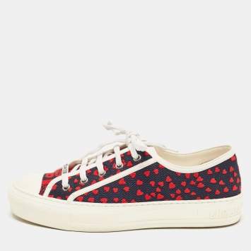 Dior Black/Red Canvas Walk N Dior Pop Heart Sneakers Size 39