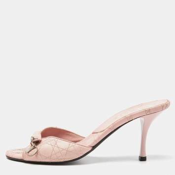Pre Owned Dior Pink Cannage Leather Logo Slide Sandals Size 39