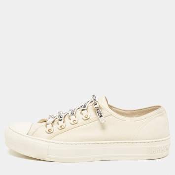 Pre Owned Dior Cream Canvas Walk'n'Dior Sneakers Size 40