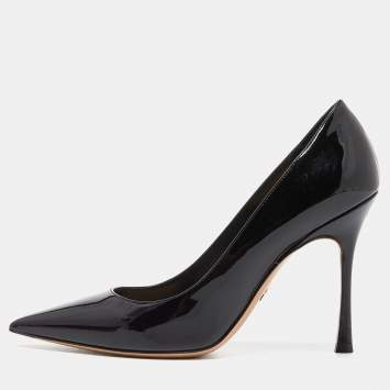 Pre Owned Dior Black Patent Leather Pointed Toe Pumps Size 36.5