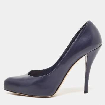 Pre Owned Dior Navy Blue Leather Pumps Size 39