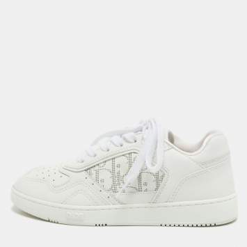 Pre Owned Dior White Leather  B27 Low Top Sneakers Size 37