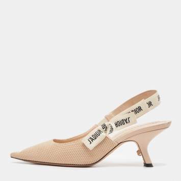 Pre Owned Dior Beige Technical Fabric J'adior Slingback Pumps Size 38