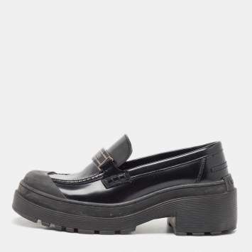 Pre Owned Dior Black Leather Slip On Loafers Size 36