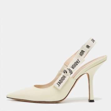 Pre Owned Dior Cream Patent Leather J'adior Slingback Pumps Size 39