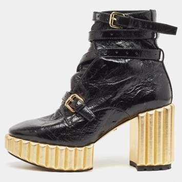 Pre Owned Dior Black Leather Mission Ankle Boots Size 37