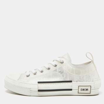 Pre Owned Dior White Oblique Mesh and Rubber B23 Low Top Sneakers Size 39