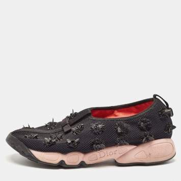 Pre Owned Dior Black Mesh Fusion Low Top Sneakers Size 37