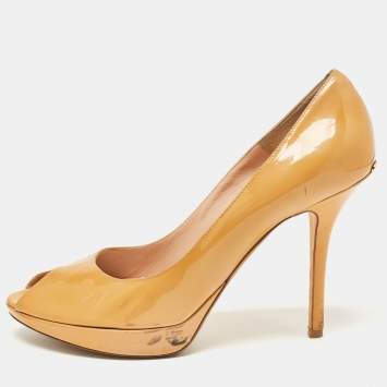 Pre Owned Dior Mustard Patent Leather Miss Dior Pumps Size 41