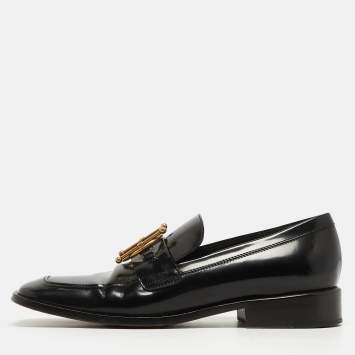 Pre Owned Dior Black Leather Slip On Loafers  Size 39