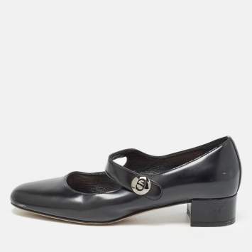 Pre Owned Dior Black Leather Uniform Mary Jane Pumps Size 35.5 