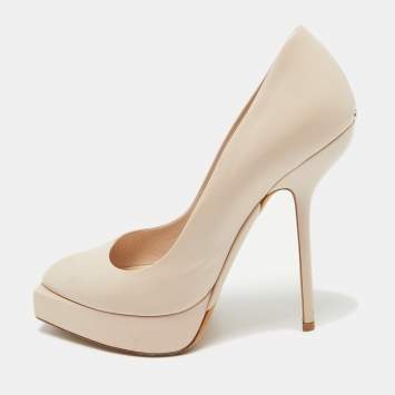 Pre Owned Dior Light Pink Leather Platform Pumps Size 39.5