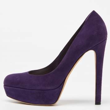 Pre Owned Dior Purple Suede Miss Dior Platform Pumps Size 38