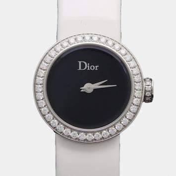 Pre Owned Christian Dior La D De Dior CD040110-J Quartz Diamond Stainless Steel Womens Wristwatch 19 mm