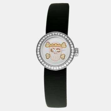 Pre Owned Dior La Mini D De Dior CD040110A030 Quartz Diamond Mother of Pearl Stainless Steel Women's Wristwatch 19 mm