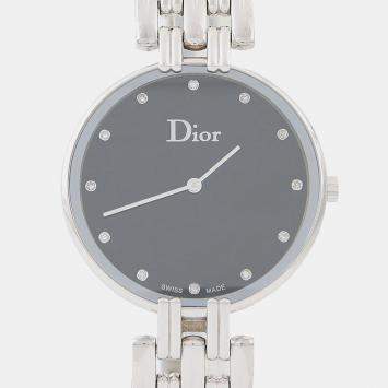 Pre Owned ساعة يد نسائية ديور باجيرا CD094110 ألماس ستانلس ستيل كوارتز سوداء 35.5 مم