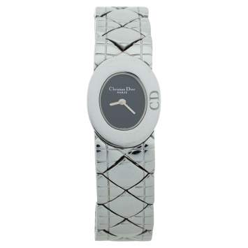 Pre Owned Christian Dior Black Stainless Steel Lady Dior D90-100 Women's Wristwatch 21 mm