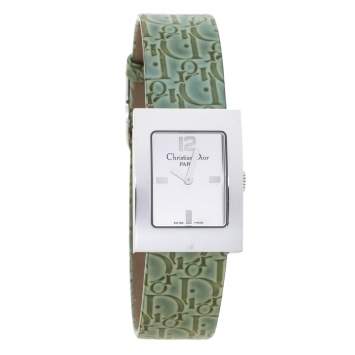 Pre Owned Christian Dior Silver Stainless Steel Leather Malice D79-109 Women's Wristwatch 19 mm