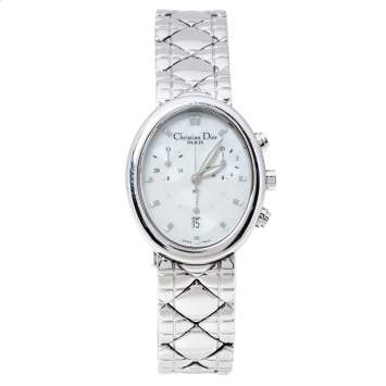 مملوكة مسبقًا Christian Dior Mother Of Pearl Stainless Steel Chronograph D88-100 Women's Wristwatch 29 mm