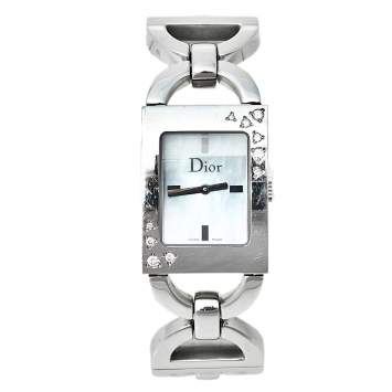 Pre Owned Dior Mother Of Pearl Stainless Steel Diamond Malice D78-1091 Women's Wristwatch 19 mm