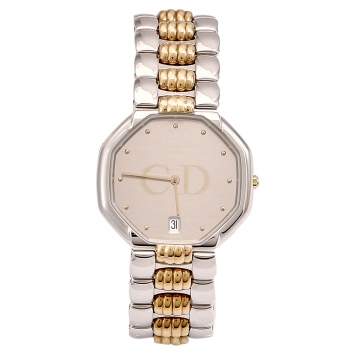 Pre Owned Christian Dior Grey Two Tone Stainless Steel  Octagon 45.204 Women's Wristwatch 32 mm