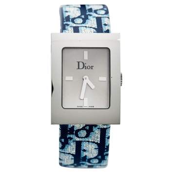 Pre Owned Christian Dior Silver Stainless Steel Leather Malice D78-109 Women's Wristwatch 19 mm