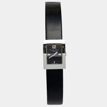 Pre Owned Dior Black Stainless Steel Leather Malice D78-109 Women's Wristwatch 19 mm