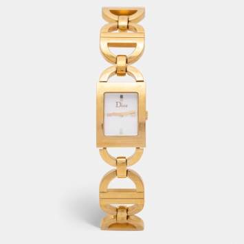 Pre Owned Dior White Gold Plated Stainless Steel Malice D78-159 Women's Wristwatch 19 mm