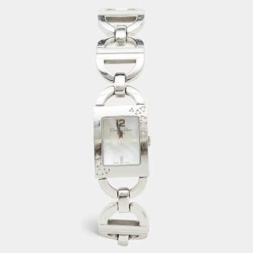 Pre Owned Christian Dior Mother of Pearl Stainless Steel Diamond Malice D78-1091 Women's Wristwatch 19 mm