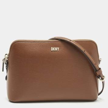 Pre Owned DKNY Brown Leather Bryant Dome Crossbody Bag