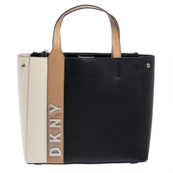 Pre Owned Dkny Tri Color Leather Shopper Tote