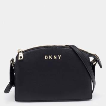 Pre Owned DKNY Black Snake Embossed and Leather Clara Crossbody Bag