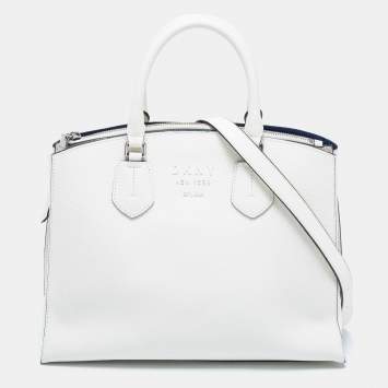 Pre Owned DKNY White Pebble Leather Noho Tote
